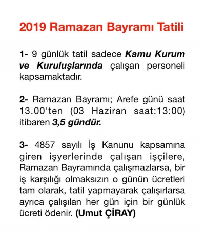 Ramazan Bayramı Tatili