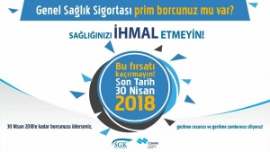 30 Nisan 2018’e kadar Genel Sağlık Sigortası prim borçlarını ödeyenlerin, gecikme cezası ve gecikme zamlarını siliniyor