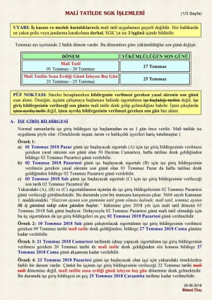 Mali Tatilde SGK İşlemleri