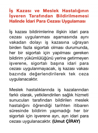 İş Kazası Ve Meslek Hastalığının İşveren Tarafından Bildirilmemesi Halinde İdari Para Cezası Uygulaması